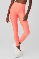 ALO YOGA 7/8 HIGH WAIST AIRLIFT LEGGINS - CANDY ORANGE