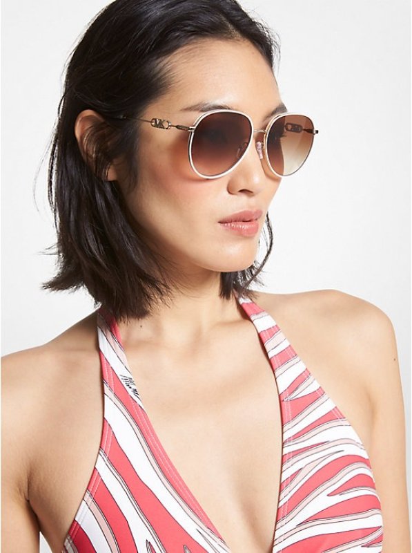 MICHAEL KORS EMPIRE AVIATOR SUNGLASSES - OPTIC WHITE