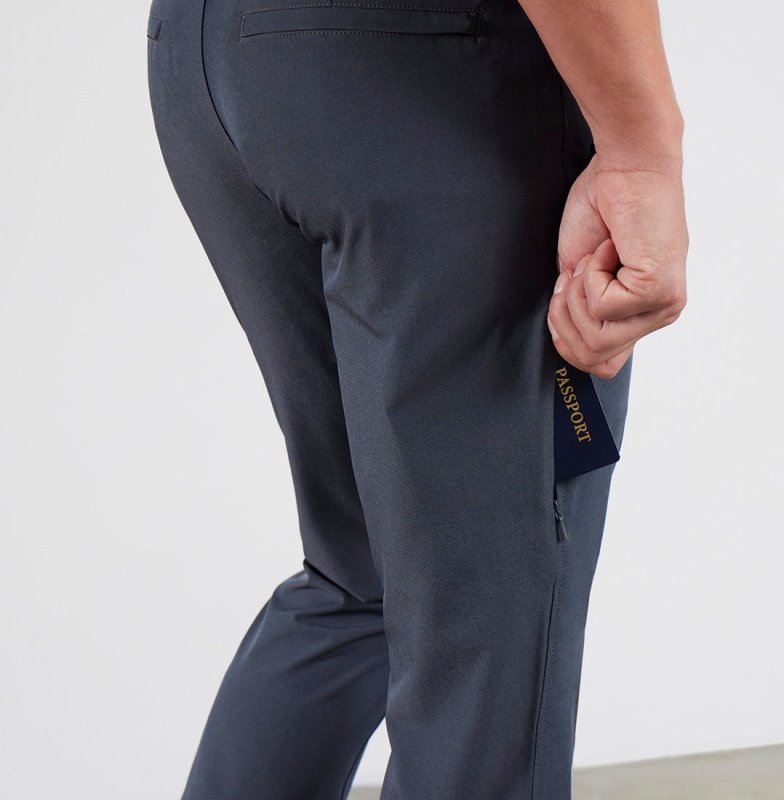 BLUFFWORKS ENVOY LIGHTWEIGHT TRAVEL PANTS - BLUE GREY ALLOY