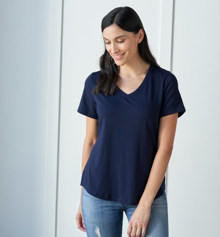 BLUFFWORKS THRESHOLD V-NECK T-SHIRT - MARITIME BLUE