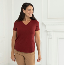 BLUFFWORKS THRESHOLD V-NECK T-SHIRT - DEEP MAROON