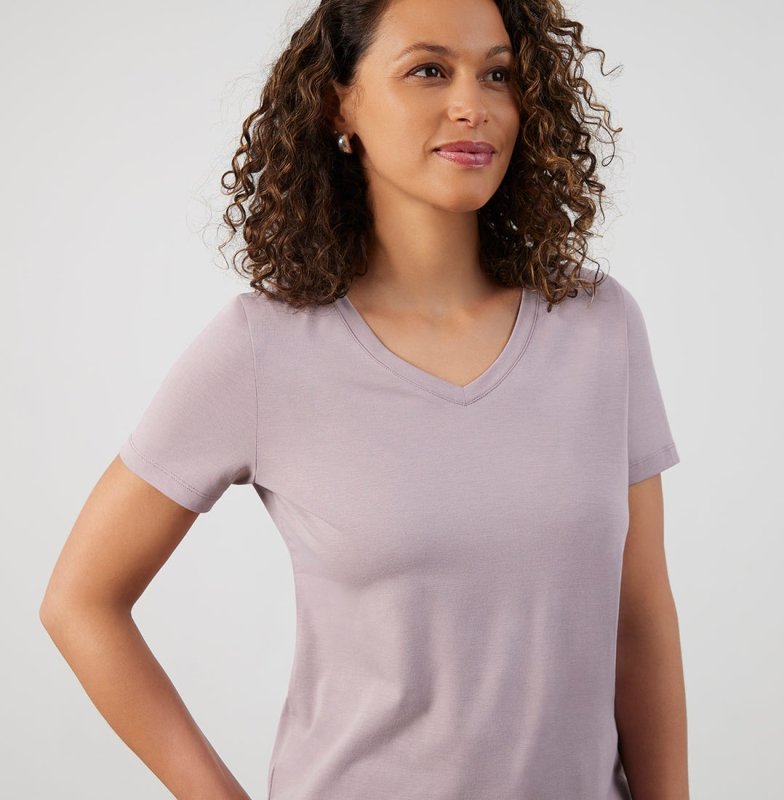 BLUFFWORKS THRESHOLD V-NECK T-SHIRT - MISTY MAUVE