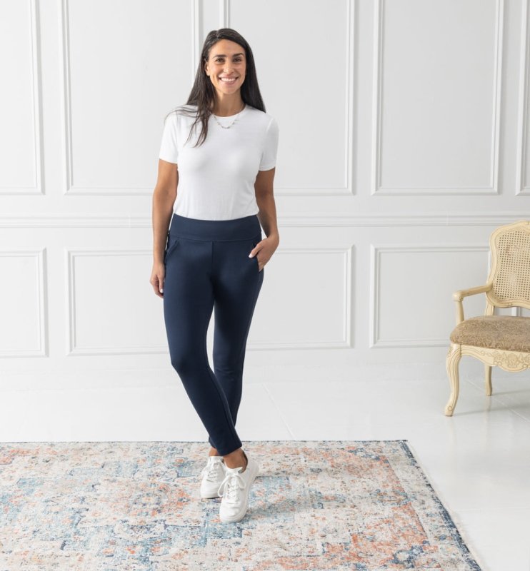 BLUFFWORKS PETALUMA PONTE PANTS - DEEP NAVY