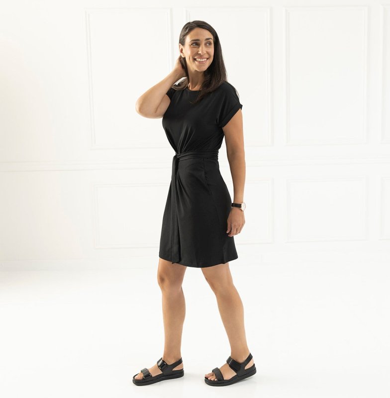 BLUFFWORKS THRESHOLD TIE WAIST T-SHIRT DRESS - ONXY BLACK