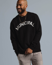 MUNICIPAL ORIGIN FLEECE CREW - BLACK / WHITE