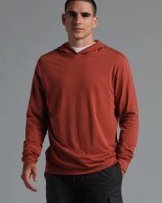 MUNICIPAL ENDURO STRETCH LS HOODED T-SHIRT - MINERAL RED