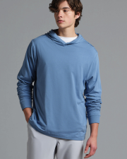 MUNICIPAL ENDURO STRETCH LS HOODED T-SHIRT - DENIM