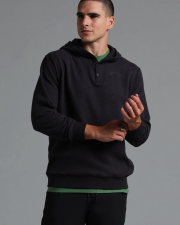MUNICIPAL CORDLESS SNAP HOODIE - BLACK