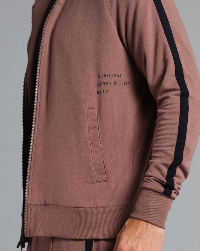 MUNICIPAL PODIUM FULL ZIP HOODIE - TAUPE
