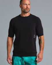 MUNICIPAL PODIUM SHORT SLEEVE FLEECE CREW - BLACK