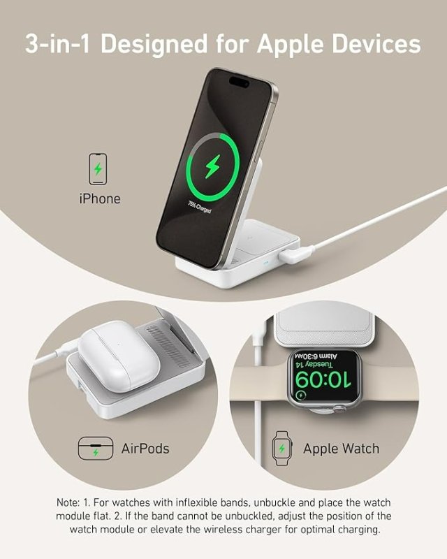 ANKER MAGSAFE CHARGER COMPATIBLE, MAGGO 3-IN-1 CHARGING STATION