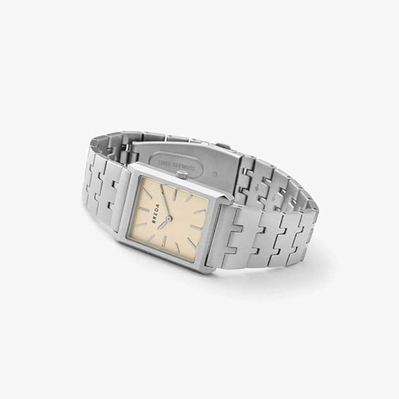 BREDA 'VIRGIL' STAINLESS STEEL AND METAL BRACELET WATCH, 26MM