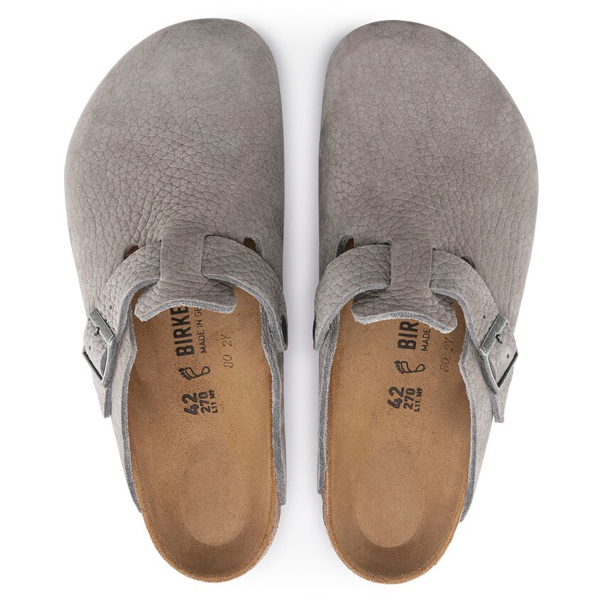 BIRKENSTOCK BOSTON NUBUCK LEATHER - WHALE GRAY