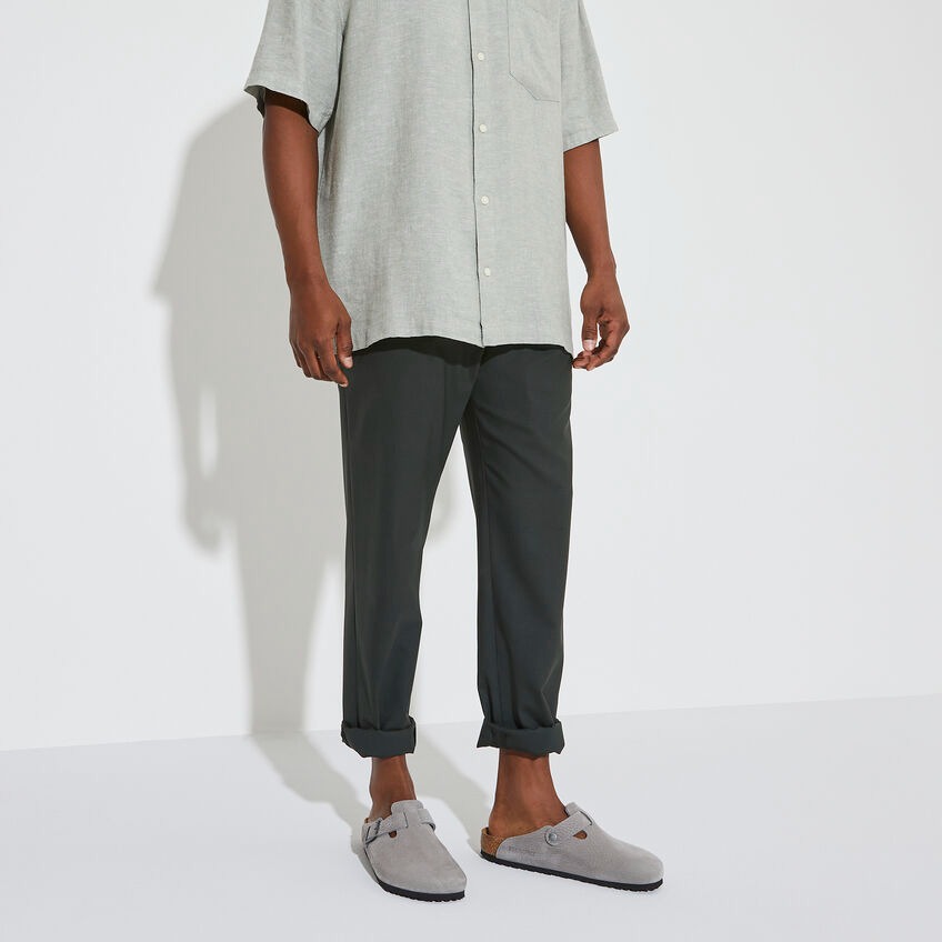 BIRKENSTOCK BOSTON NUBUCK LEATHER - WHALE GRAY