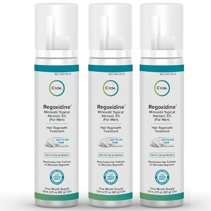 REGOXIDINE MEN'S 5% MINOXIDIL FOAM & TOPICAL - HELPS RESTORE VERTEX HAIR LOSS & THINNING HAIR - 3 MONTH'S SUPPLY