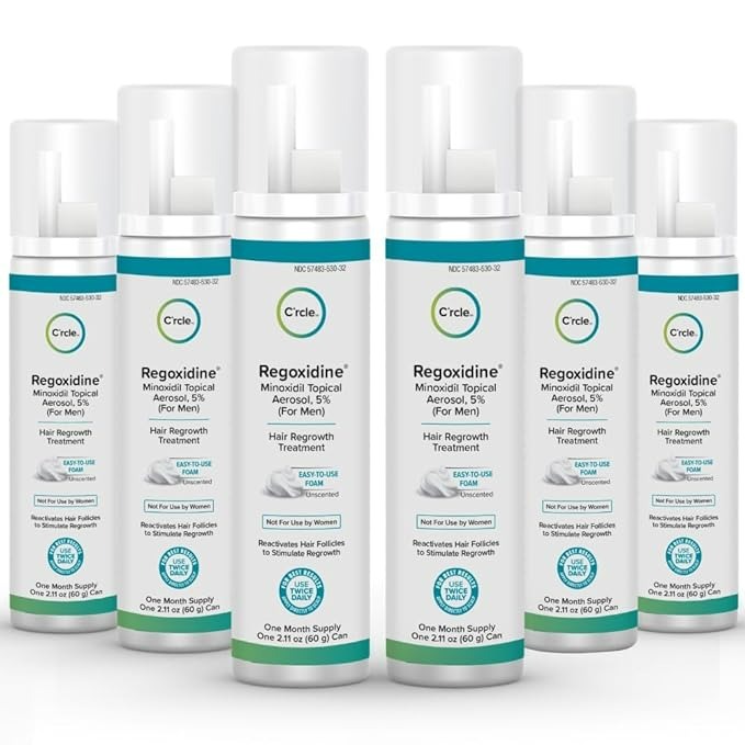 REGOXIDINE MEN'S 5% MINOXIDIL FOAM & TOPICAL - HELPS RESTORE VERTEX HAIR LOSS & THINNING HAIR - 6 MONTH'S SUPPLY