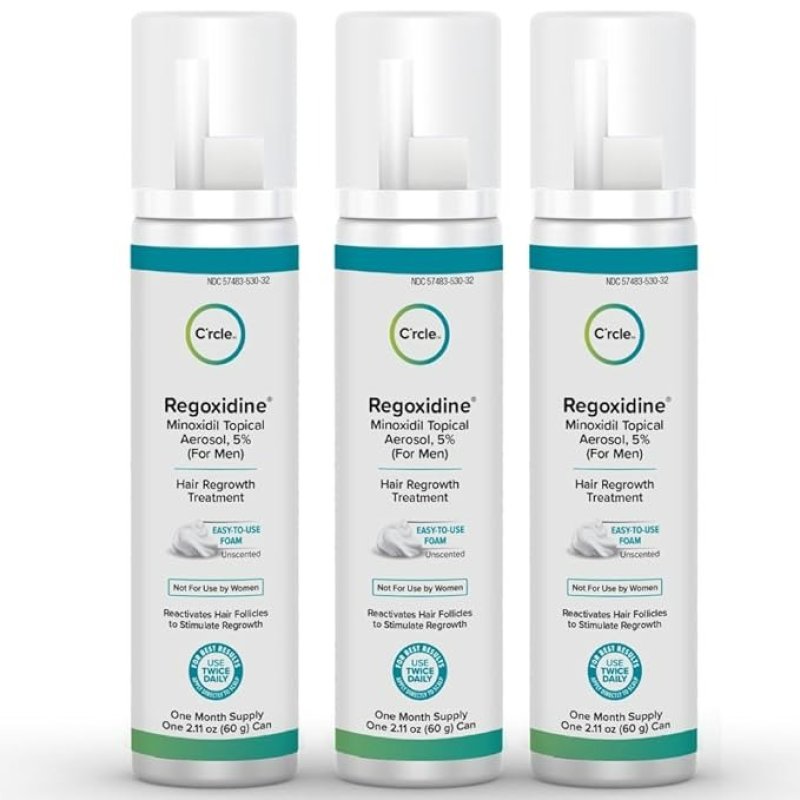 REGOXIDINE MEN'S 5% MINOXIDIL FOAM & TOPICAL - HELPS RESTORE VERTEX HAIR LOSS & THINNING HAIR - 3 MONTH'S SUPPLY