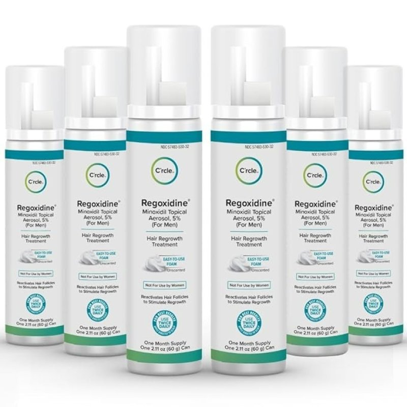 REGOXIDINE MEN'S 5% MINOXIDIL FOAM & TOPICAL - HELPS RESTORE VERTEX HAIR LOSS & THINNING HAIR - 6 MONTH'S SUPPLY