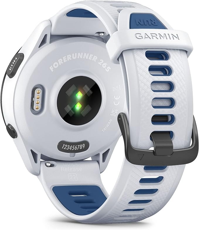 GARMIN FORERUNNER 265 RUNNING SMARTWATCH - WHITESTONE AND TIDAL BLUE