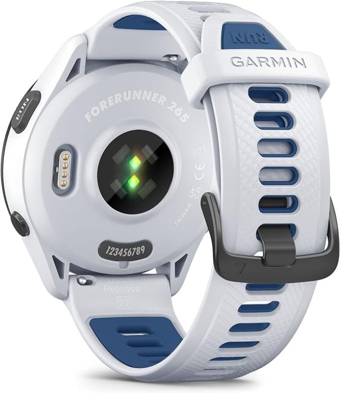 GARMIN FORERUNNER 265 RUNNING SMARTWATCH - WHITESTONE AND TIDAL BLUE