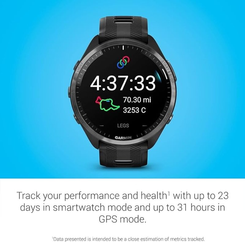 GARMIN FORERUNNER 965 RUNNING SMARTWATCH - BLACK AND POWDER GRAY, 010-02809-00