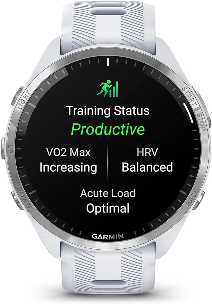 GARMIN FORERUNNER 965 RUNNING SMARTWATCH - WHITESTONE AND POWDER GRAY
