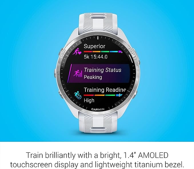 GARMIN FORERUNNER 965 RUNNING SMARTWATCH - WHITESTONE AND POWDER GRAY