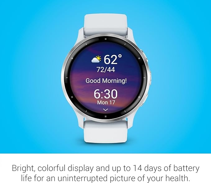 GARMIN VENU 3 SILVER STAINLESS STEEL BEZEL 1.4-INCH AMOLED TOUCHSCREEN DISPLAY SMART WATCH