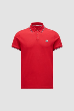 MONCLER LOGO PATCH POLO SHIRT - SCARLET RED