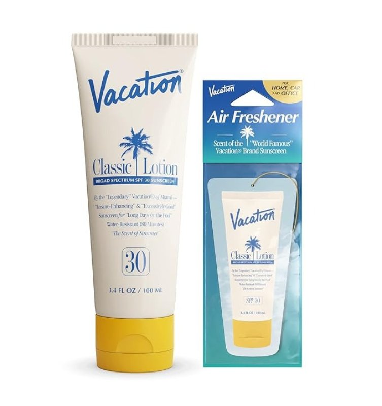 VACATION CLASSIC SUNSCREEN LOTION SPF 30 + AIR FRESHENER BUNDLE - 3.4 FL OZ