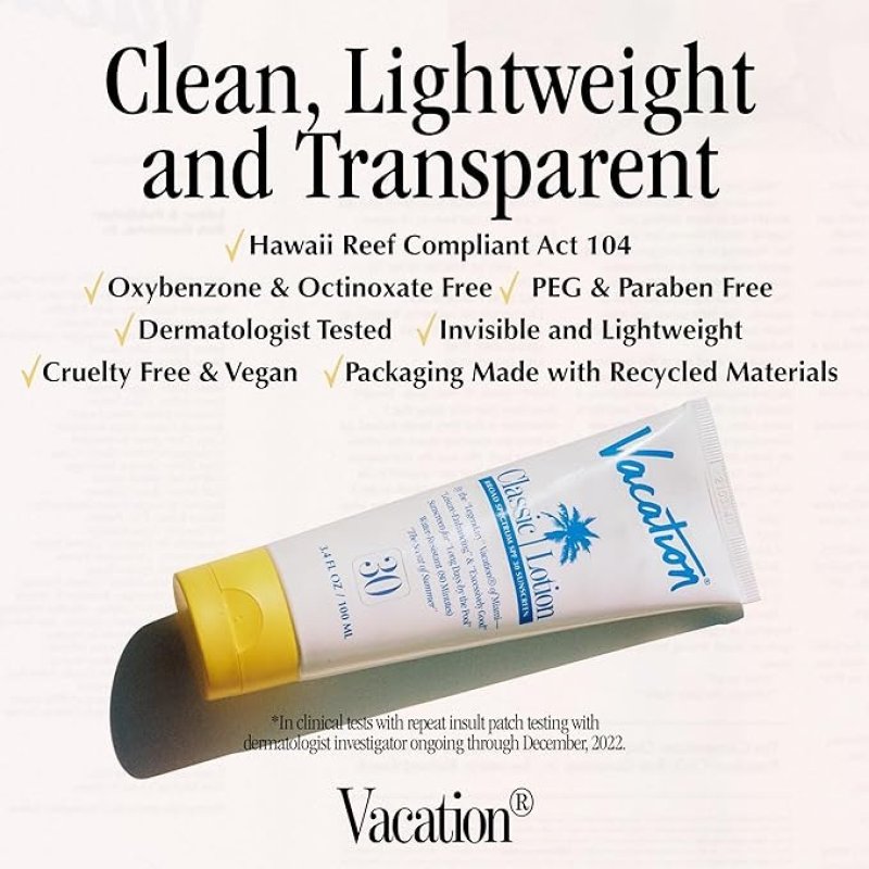 VACATION CLASSIC SUNSCREEN LOTION SPF 30 + AIR FRESHENER BUNDLE - 3.4 FL OZ