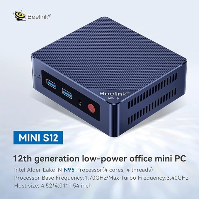 BEELINK MINI PC, MINI S12 INTEL 12TH GEN 4-CORE N95 500GB SSD