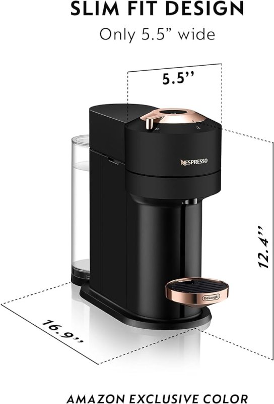 NESPRESSO VERTUO NEXT COFFEE AND ESPRESSO MACHINE - BLACK ROSE GOLD