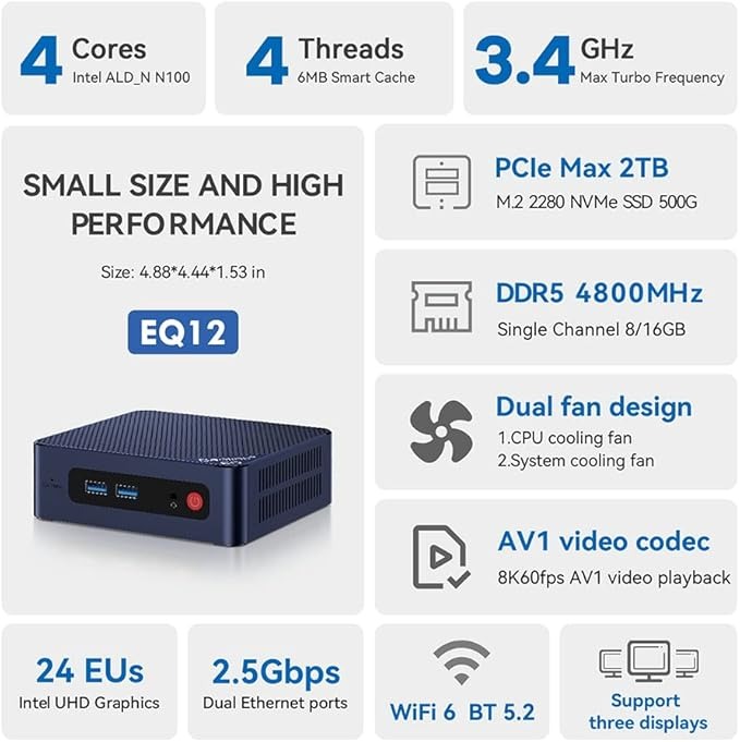 BEELINK MINI PC, EQ12 INTEL 12TH GEN N100