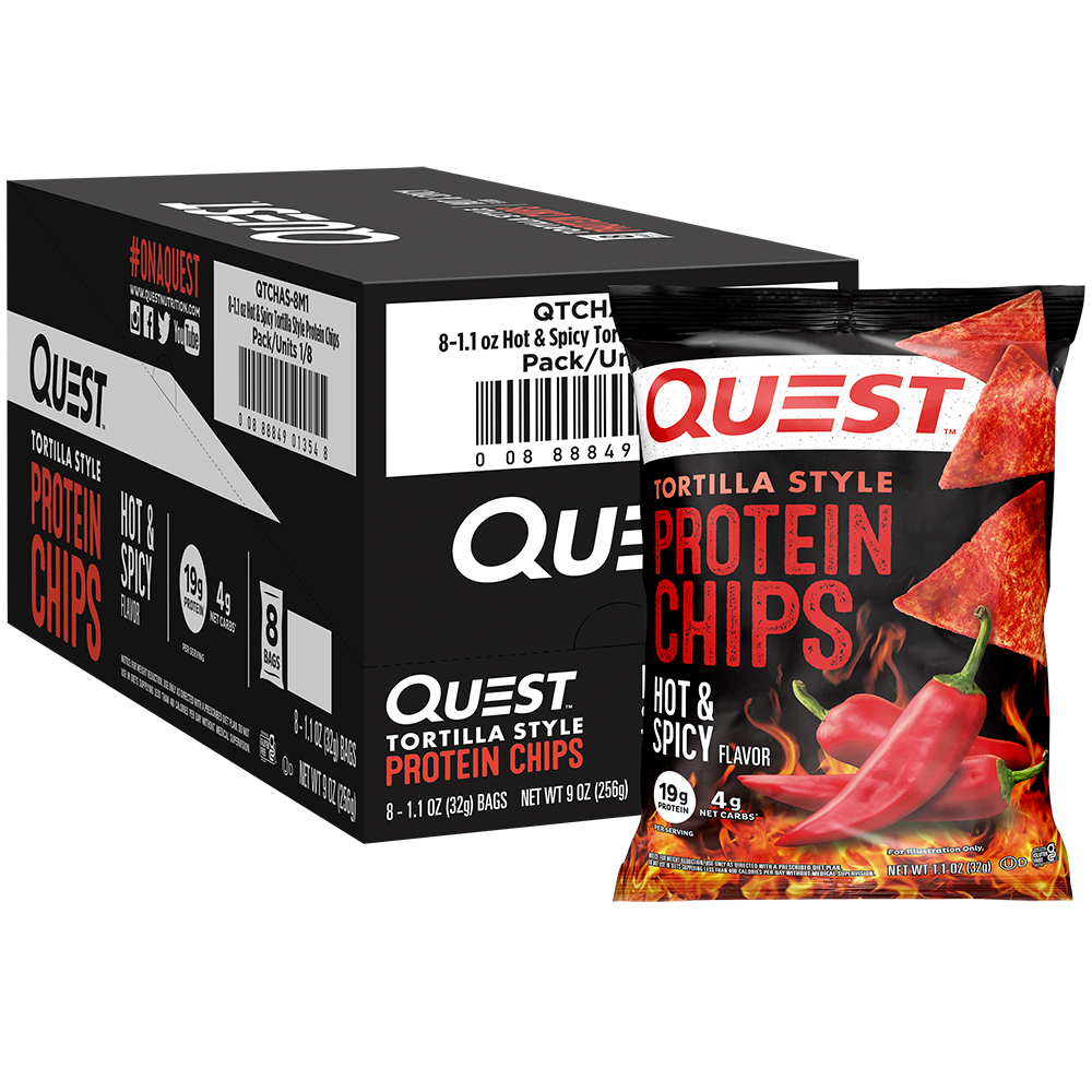 QUEST NUTRITION HOT & SPICY TORTILLA STYLE PROTEIN CHIPS