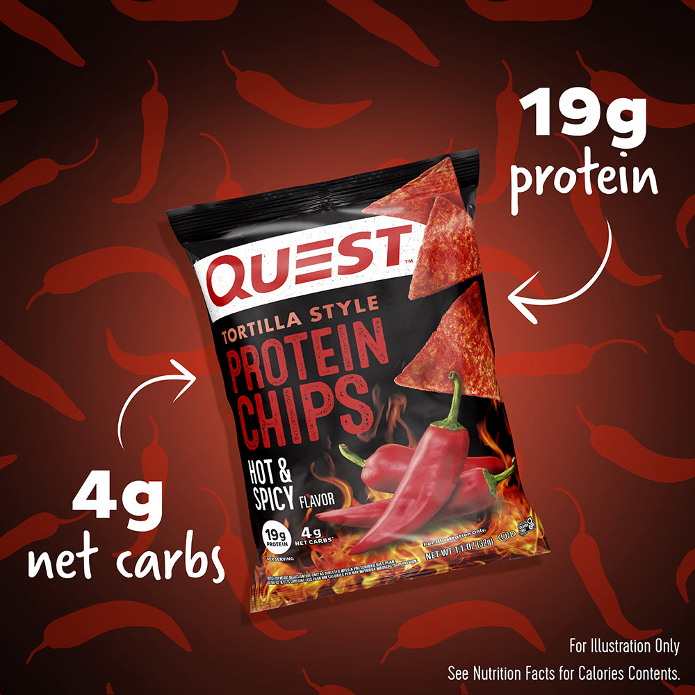 QUEST NUTRITION HOT & SPICY TORTILLA STYLE PROTEIN CHIPS