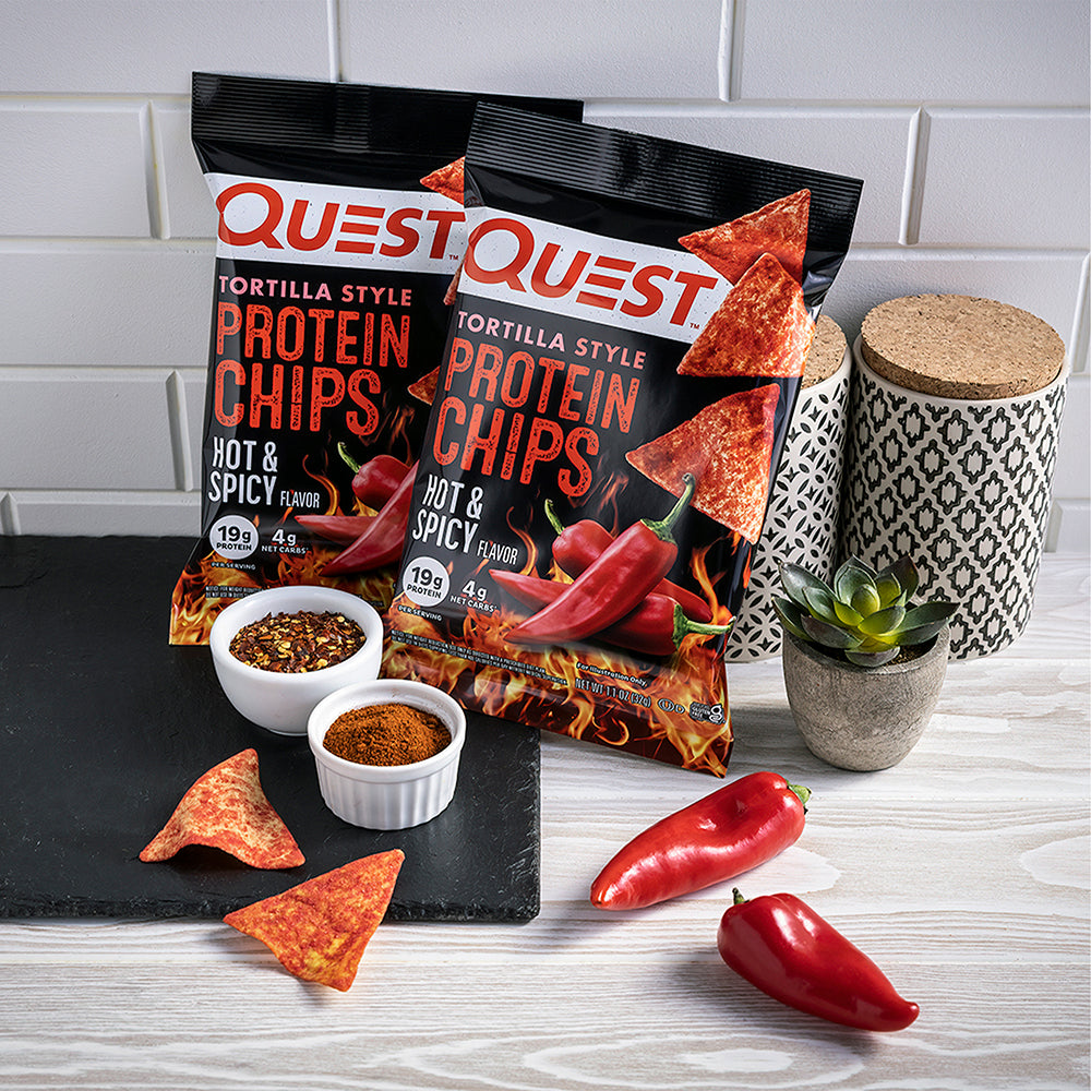 QUEST NUTRITION HOT & SPICY TORTILLA STYLE PROTEIN CHIPS