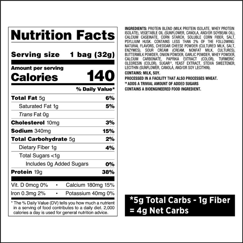 QUEST NUTRITION CHEDDAR & SOUR CREAM ORIGINAL STYLE PROTEIN CHIPS