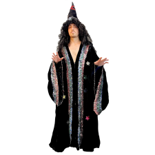ABRACADABRA NYC DARK FANTASY ADULT BLACK SEQUIN WIZARD CLOAK & HAT