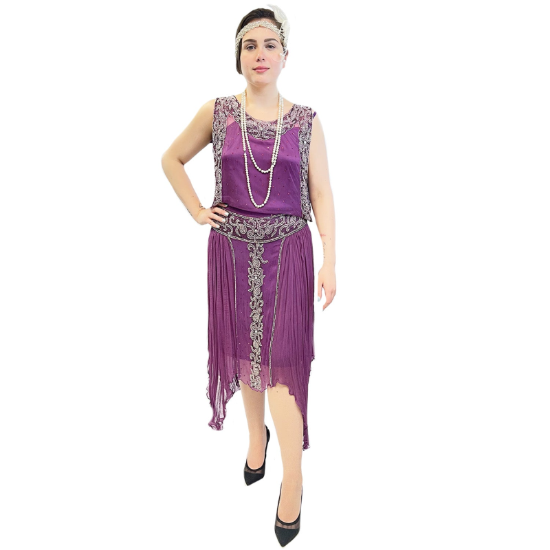 ABRACADABRA NYC 1920'S FUCHSIA CHIFFON FLAPPER DRESS DELUXE WOMEN'S COSTUME
