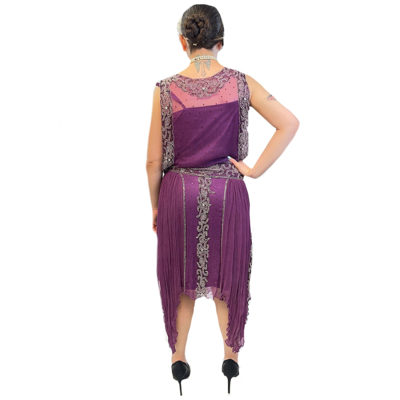 ABRACADABRA NYC 1920'S FUCHSIA CHIFFON FLAPPER DRESS DELUXE WOMEN'S COSTUME