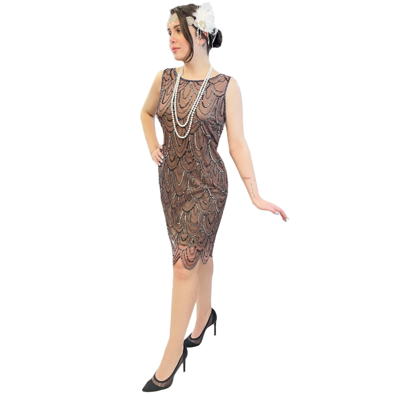 ABRACADABRA NYC CLASSIC 1920S SCALLOPED SEQUIN FLAPPER DRESS WOMEN'S ADULT COSTUME