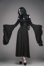 ABRACADABRA NYC GOTHIC COLD SHOULDER LONG SLEEVE HOODED MAXI DRESS