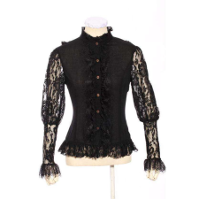 ABRACADABRA NYC BLACK GOTHIC LACE LONG SLEEVE SHIRT