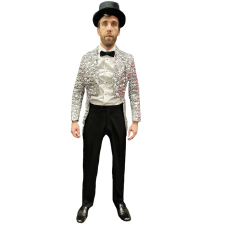 ABRACADABRA NYC SHIMMERY SILVER SEQUIN MEN'S TAILCOAT
