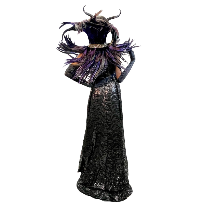 ABRACADABRA NYC FAIRYTALE MALEFICENT ADULT COSTUME W/ FEATHER HEADPIECE AND COLLAR