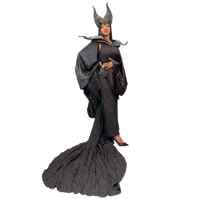 ABRACADABRA NYC ELEGANT FAIRYTALE MALEFICENT ADULT COSTUME W/ SHOULDER PIECES AND HEADPIECE