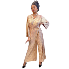 ABRACADABRA NYC 1970S PINK & GOLD DISCO JUMPSUIT WOMEN'S COSTUME
