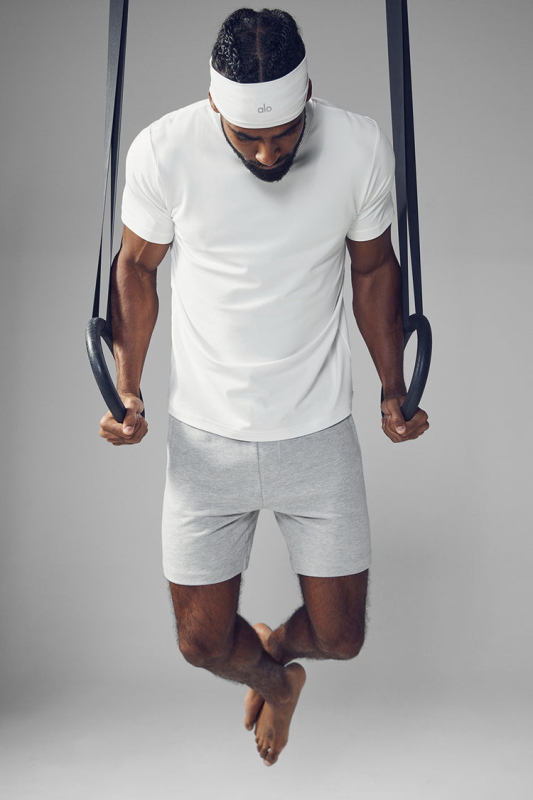 ALO YOGA CONQUER REFORM CREWNECK SHORT SLEEVE - WHITE