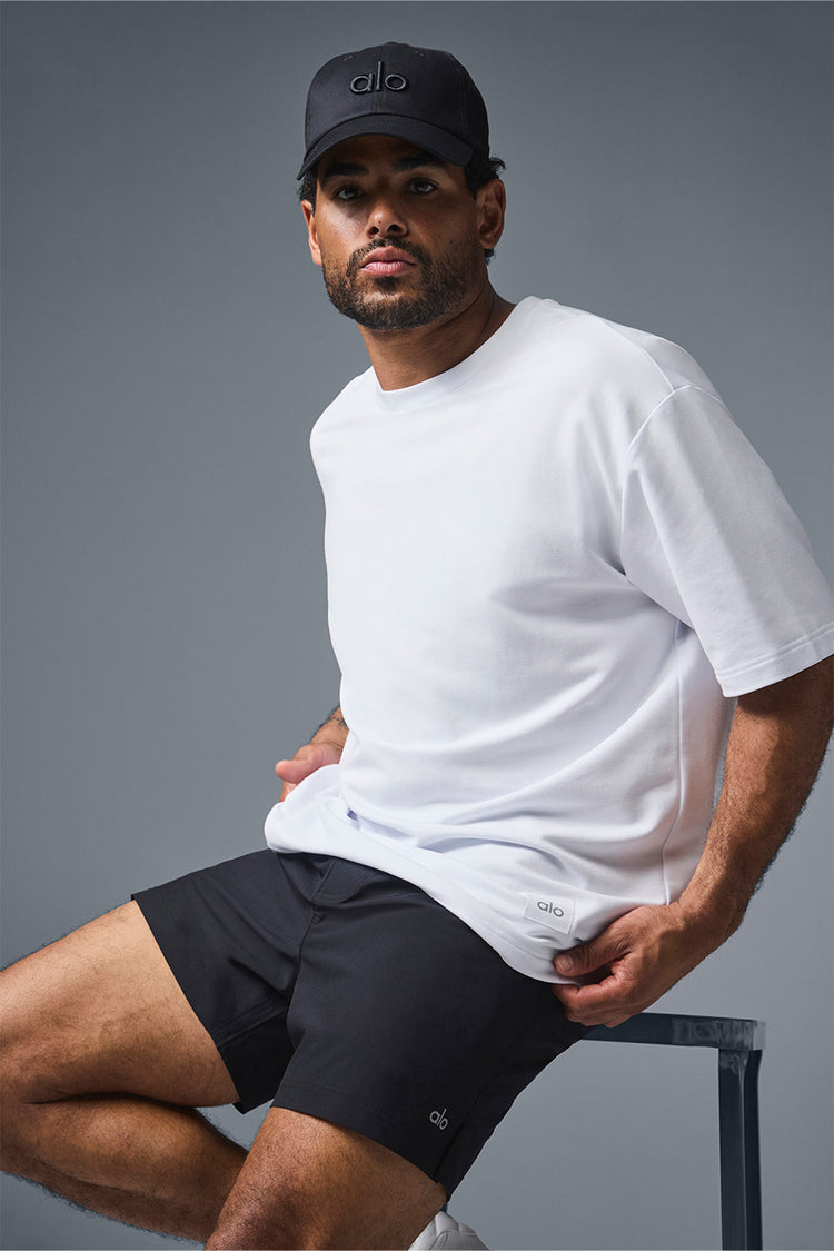 ALO YOGA DOUBLE TAKE SHORT SLEEVE - WHITE